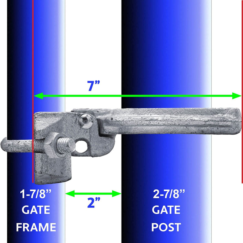 1-7/8" x 2-7/8" (3") Chain Link Fence Gate Fork Latch - Commercial Heavy Duty - Malleable - Galvanized Gate Latch with Hole for Padlock 1-7/8" x 2-7/8"