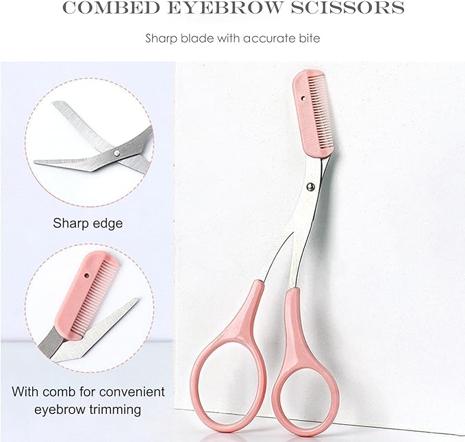 Eyebrow Trimmer Scissors with Comb for Women Professional Stainless Steel Eyebrow Trimmer Scissors Beauty Makeup Accessories Q5A2 - NewNest Australia