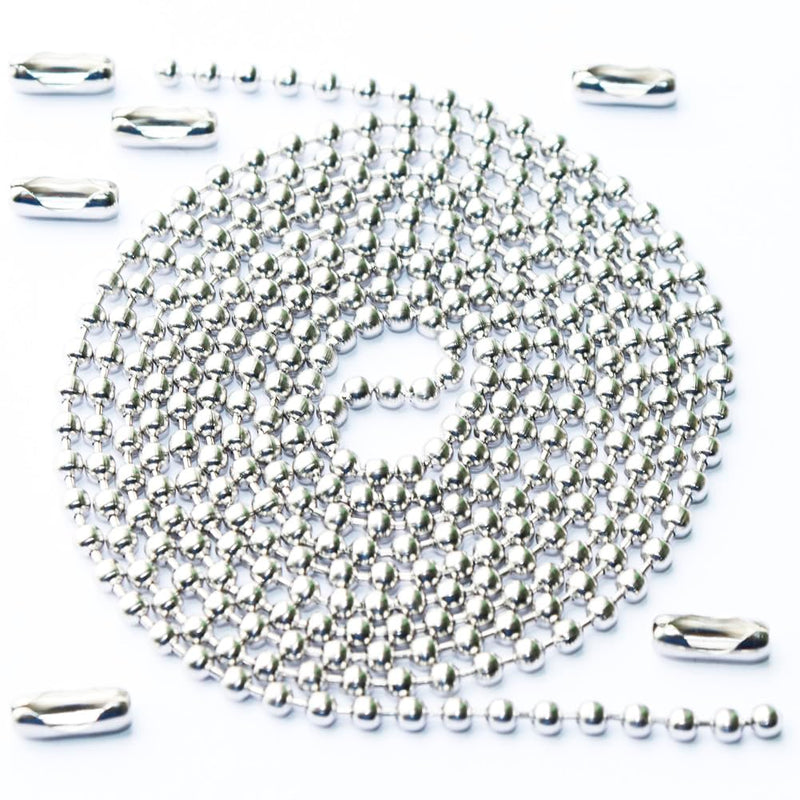 Ceiling Fan Pull Chain, 60 Inch Pull Chain Extension for Ceiling Fans and Light Fixture, Rust Proof Stainless Steel Ball Chain with Matching Connectors (3mm Diameter, Silver) 60inch