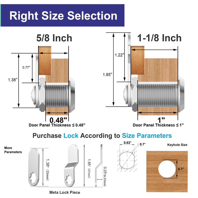 Jayseon 6 Pack Cabinet Locks with Key, RV Cam Locks 5/8" Keyed Alike, Mailbox Lock Replacement for Drawer Toolbox RV Compartment Storage Door, Zinc Alloy 6 Pack 5/8 Inch