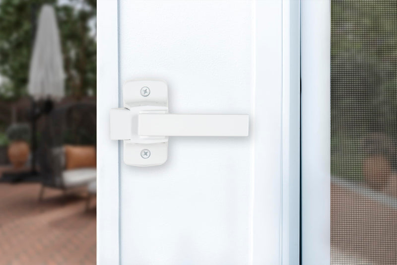 Wright Products Lever Latch Set with No Lock Out Feature, Durable Replacement Latch, Surface Mount Storm and Screen Door Handle for Metal and Wood Doors White Contemporary