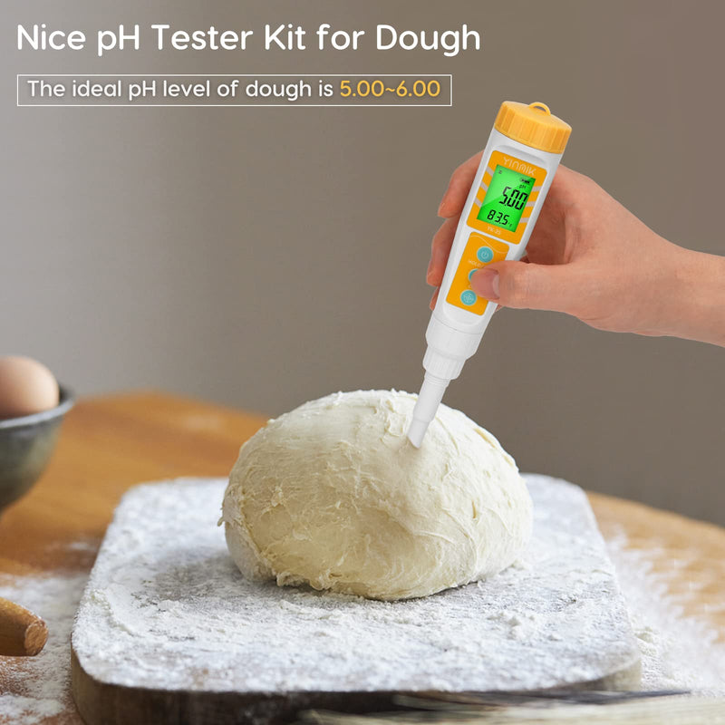 Digital pH Meter for Food, pH Probe for Sourdough and Bread Dough, Checking The pH of Fermenting Sausages and Salami, Waterproof pH Tester for Solid and Liquid Soft Soil Sample… pH Meter only