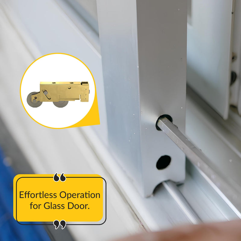 Brixwell Patio Door Roller Tandem Steel Wheel, 1-1/2" Wheel Size, 1-3/4" Height, 4-1/2" Length, For Smooth Use, Roller For Residential And Commercial Sliding Doors