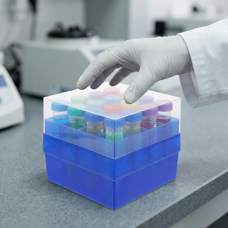 ULTECHNOVO 50Ml Centrifuge Tube Freezer Storage Box with Transparent Lid - Laboratory Test Tube Rack Holder for Scientific Research and Lab Use Space-Saving Plastic Container