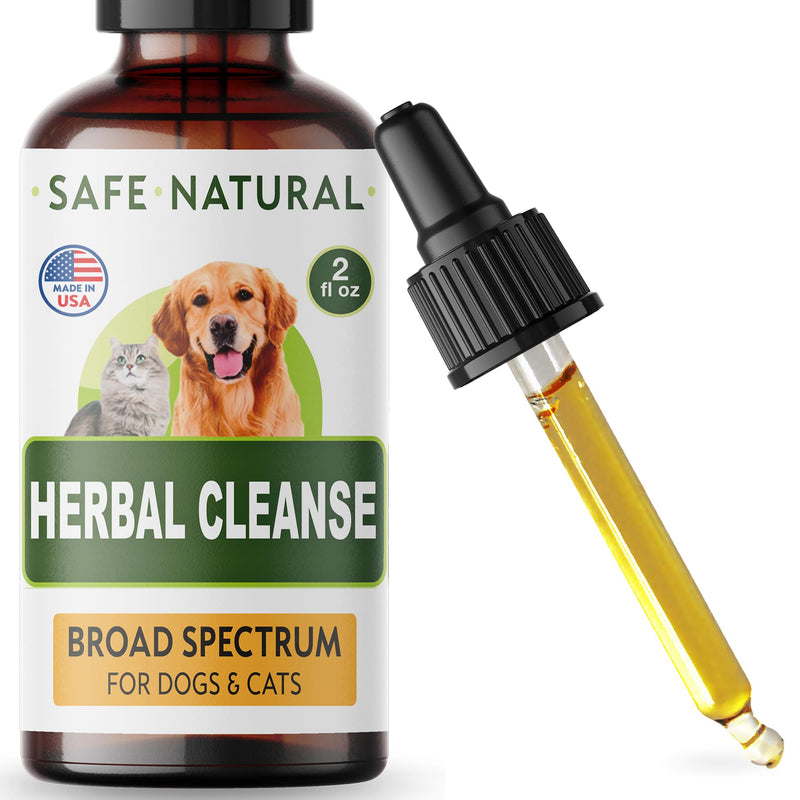 Herbal Cleanse fot Cats and Dogs - Homeopathics Parasites and Toxins for Dogs and Cats - All Breeds and Size - Puppy & Kitten - 2oz Herbal Cleanse