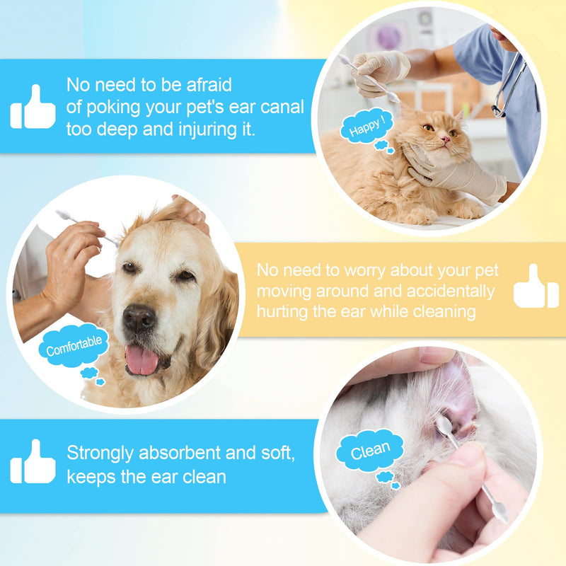 Dog Ear Cleaner dog ear infection treatment Gourd-shaped swabs prevent accidental injury to the ear canal for safer cleaning of your pet's ears. Specifically designed for dogs and cats, S 110 Pcs 110Pcs (1 pack) - PawsPlanet Australia
