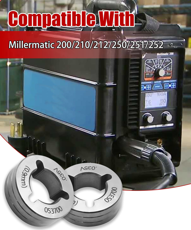 2 PCS Drive Roll Kit Replacement .035" V-Groove Fits for Millermatic 200/210/212/250/251/252, Replace 079595 053700