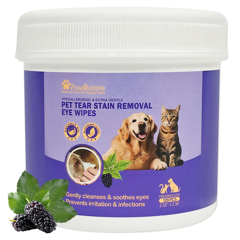 Eye Wipes for Dogs and Cats, Tear Stain Remover for Dogs, Gently Cleans Tear Stains and Debris, Safe for Sensitive Eyes, 120 Count