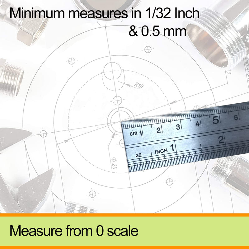 YouOKLight Metal Ruler Set,6 inch Ruler and 12 inch Ruler. Ruler Inches and Centimeters,Metric Ruler 12 Inches,Metal Ruler 12 inch,Drawing Ruler,Flexible Ruler,Precision Measuring Metal Ruler Silver.