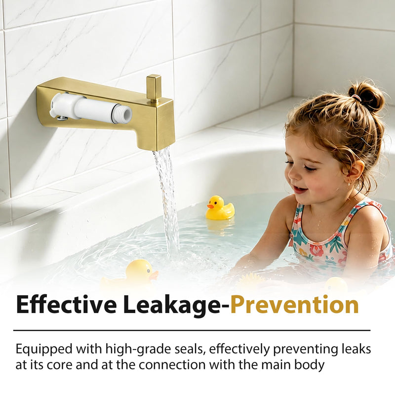 Kedra 7" Diverter Tub Spout, Slip-On Gold Tub Spout with Diverter Brushed Gold
