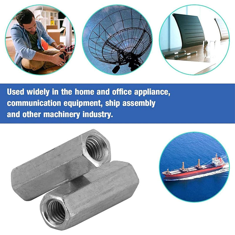 M10 X 1.5 x 32mm Long Rod Metric Hex Coupling Nut, Zinc Plated 5 Pcs M10 X 1.5 x 32mm
