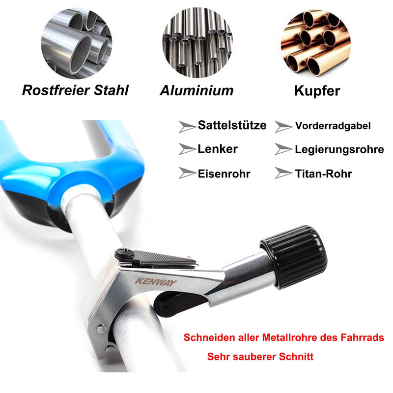 Bicycle Front Fork Tubing Cutter, Handlebar/Seatpost/Fork Pipe Cutter, Mountain Bike Metal Tubes Cutter for (6mm-42mm) 1/4"~1-5/8" Aluminium/Titanium/Stainless Steel Tube, with 5 Cutting Wheels