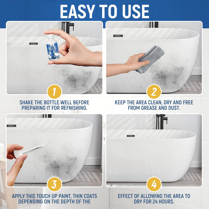 2Pack Tub and Tile Touch Up Paint Kit - High-Gloss White Porcelain Paint for Scratches & Chips on Tubs, Tiles, Sinks, Toilets Bathtubs White Repair Acrylic, Enamel Quick-Dry 0.5 Fl Oz (Pack of 3)