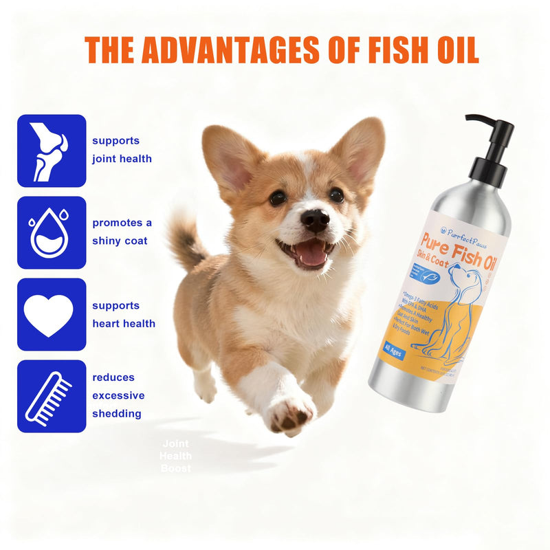 PurrfectPaws Wild Alaskan Omega-3 Blend Pollock + Salmon Oil for Dogs and Cats- Skin and Coat Support, Omega 3 Supplement for Pets, 16oz