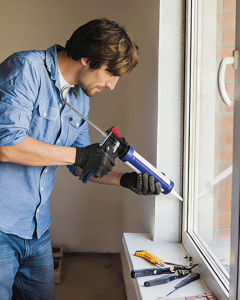 WORKPRO Caulking Gun, Hand Caulk Gun with Adjustable 9:1&18:1 Thrust Ratio 10 oz