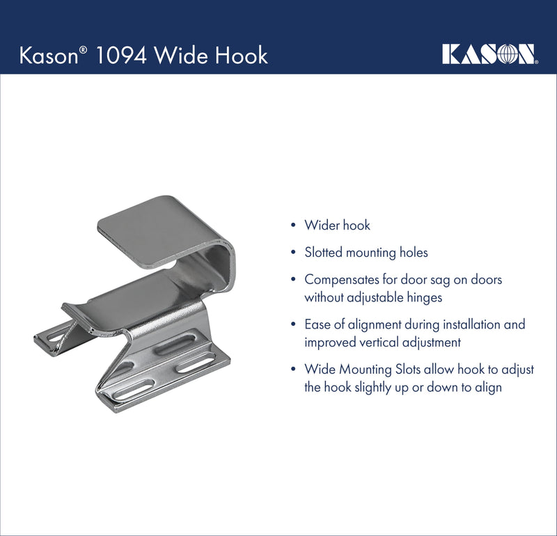 Kason 1094 SureClose Adjustable Wide-Hook, Flush to 3/4 Inch Offset, 11094000026 Hook: Flush to 3/4 Inch