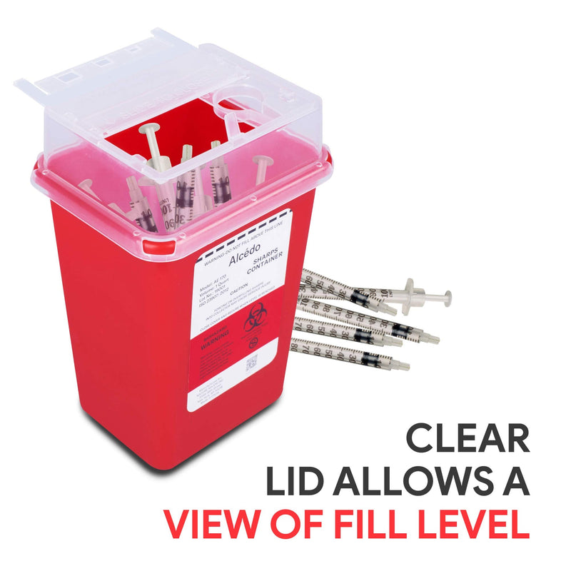 Sharps Container for Home Use and Professional 1 Quart (3-Pack) by Alcedo | Biohazard Needle and Syringe Disposal | Small Portable Container for Travel 3