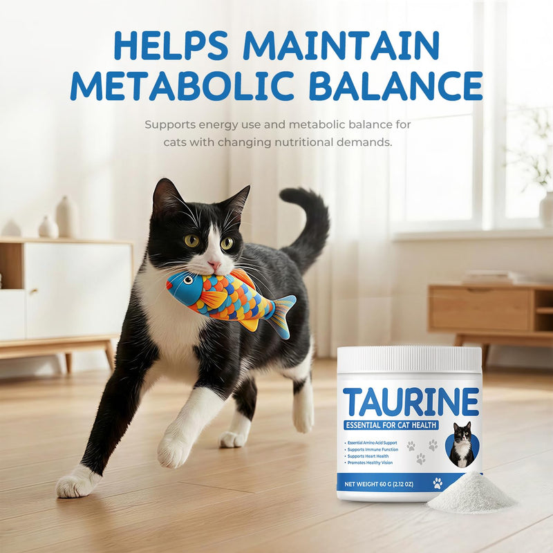 Taurine Powder Supplement for Cats, Daily Amino Acid Support for Heart Function, Vision & Feline Metabolism, Cat Supplement for Balanced Nutrition (60 g) 60 g