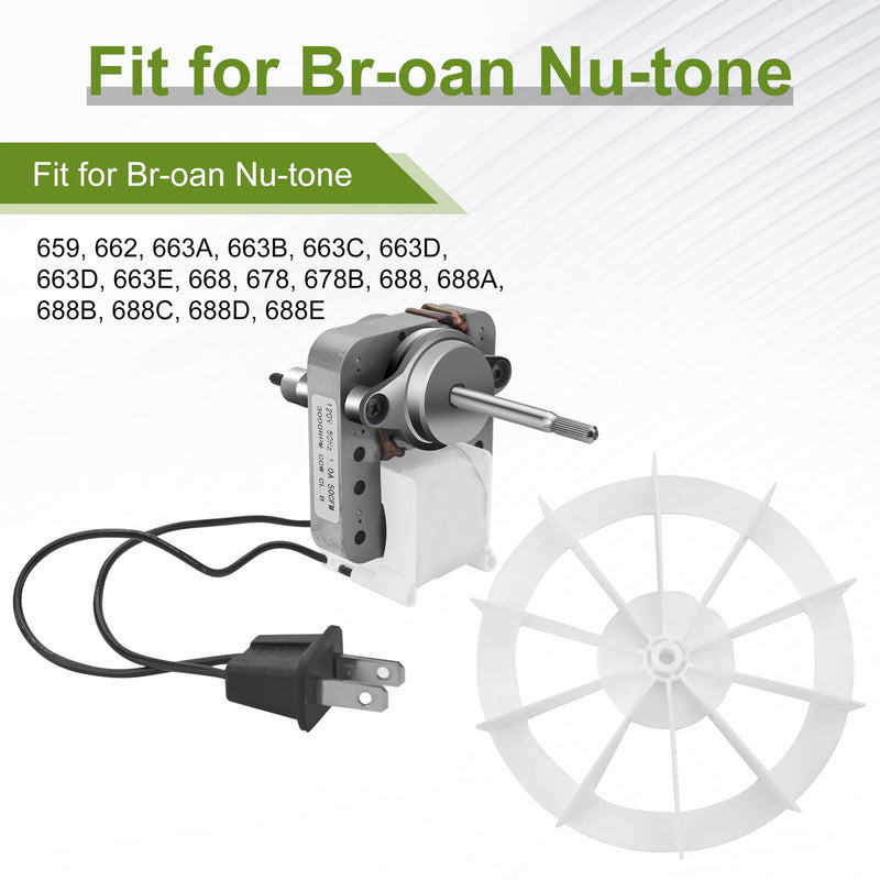 Bathroom Vent Fan Motor and Ceiling Blower Wheel Replacement fit for Nu-Tone Br-oan 663 668 688 659 662 678 50CFM 120V S97012038 Electric Motors Kit by Fetechmate 1