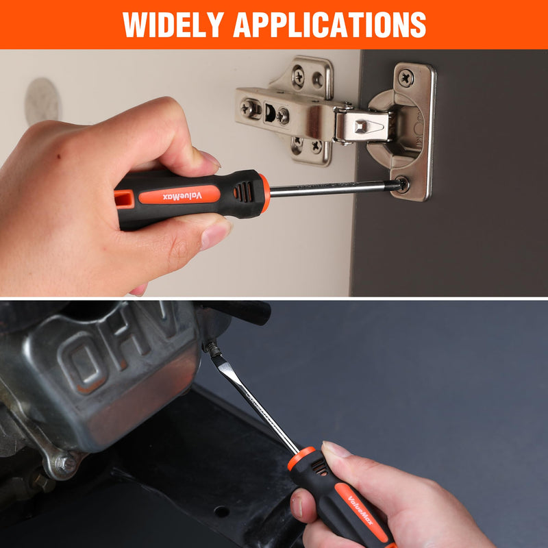 ValueMax 6-Piece Magnetic Screwdriver Set, 3 Phillips and 3 Flat Tip Screwdrivers, Non-slip Handle Screw Driver Set Kit 6 PCS