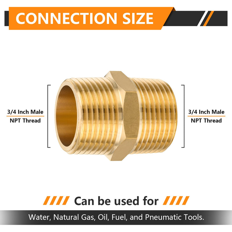 10PC HeSun 3/4" NPT Male x 3/4" NPT Male Nipple Pipe Adapter(NPT014-10) 10 3/4" x 3/4"
