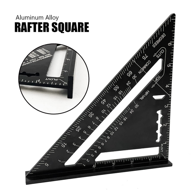 7 inch Rafter Square Aluminum Alloy Double Scale Triangle Ruler Angle Ruler Carpenter Triangle Square Rafter Tool Mensurement Tool for Woodworking and Carpentry 7 inch
