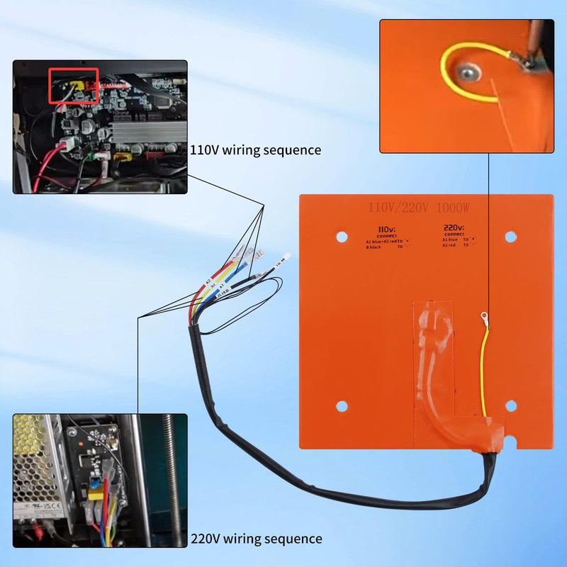 FYSETC Silicone Heating Mat for Anycubiic S1C: Replacement Heat Bed Plate AC110V/ 220V 1000W 258mm/ 9.8 in with Thermistor Probe Sensor and Bimetal Thermal Fuse for S1 Combo 3D Printer Parts