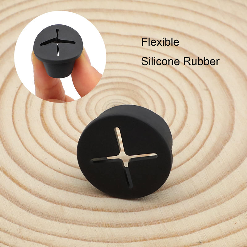 Desk Grommet, 1 Inch Flexible Rubber Grommets, Silicone Cable Cord Grommet Wire Hole Cover for Desk, Table and Other Furnitures(12Pack) 1IN/25mm Black
