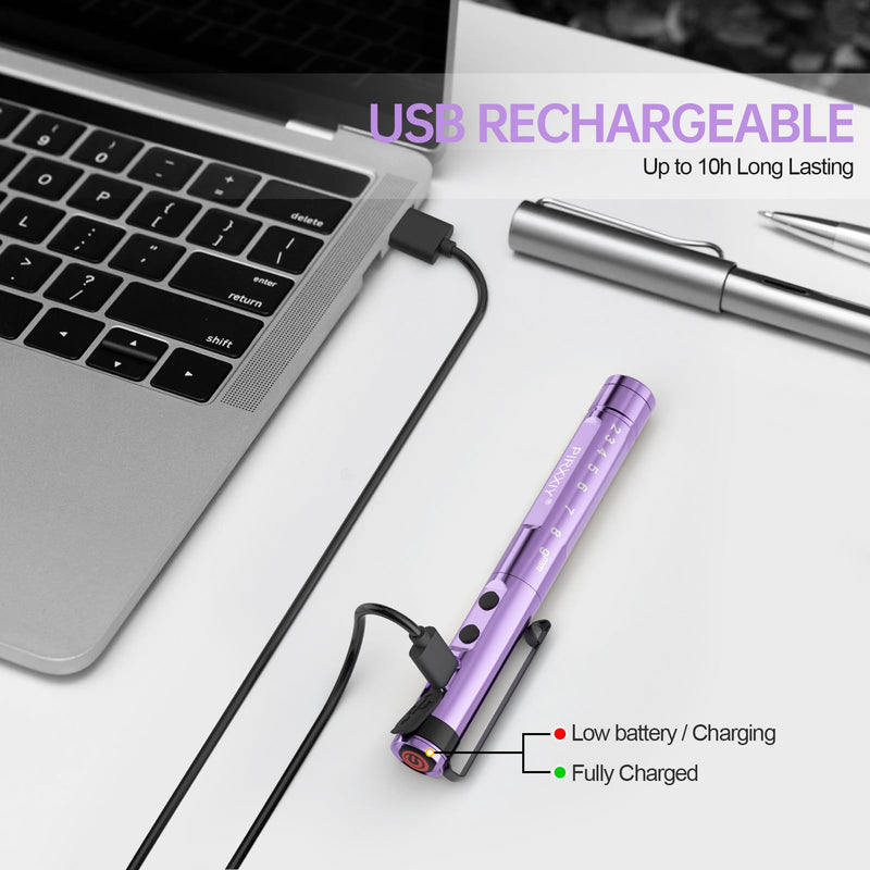 Pen Light for Nurse, Rechargeable LED Medical PenLight, Warm/Cool White & Stepless Dimming, Portable Medical PenLight for Nurse, Doctor, First Aid, EMT, Nursing,Nursing Student (Purple) Purple