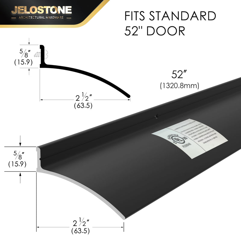 52" L x 2.5" W Commercial Grade Door Rain Drip Guard (Black)- UL Rated Over Door and Window Drip Cap Rain Deflector - Drip Edge Roof Rain Diverter Guards House - JS-346RD, Black Anodized