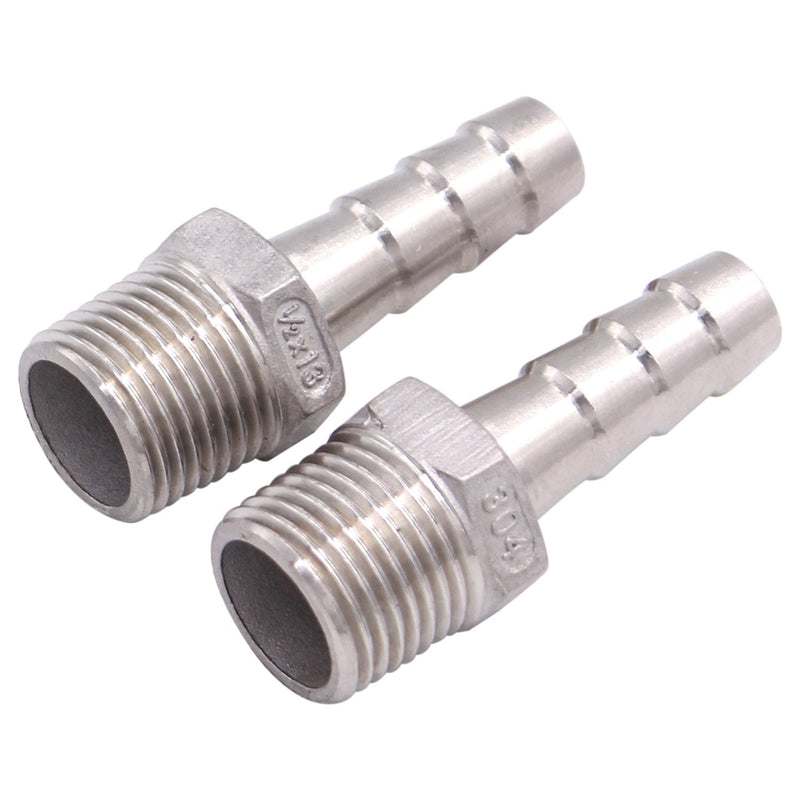 DERNORD Stainless Steel 1/2" Hose Barb x 1/2" NPT Male - Home Brew Pipe Fitting Pack of 2