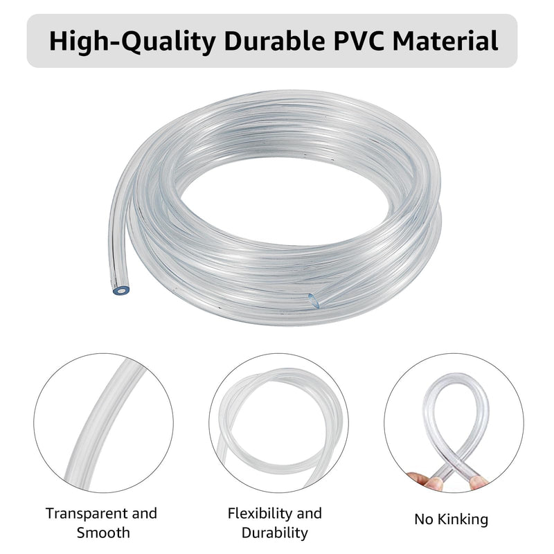 15FT Beer Line Keg Line Tubing, 3/16 ID Beer Keg Line Beverage Line Tubing with Hose Clamps, Kegerator Line Draft Beer Dispensing Line for Homebrew (Transparent Beer Hose) 15ft - Clear Beer Line