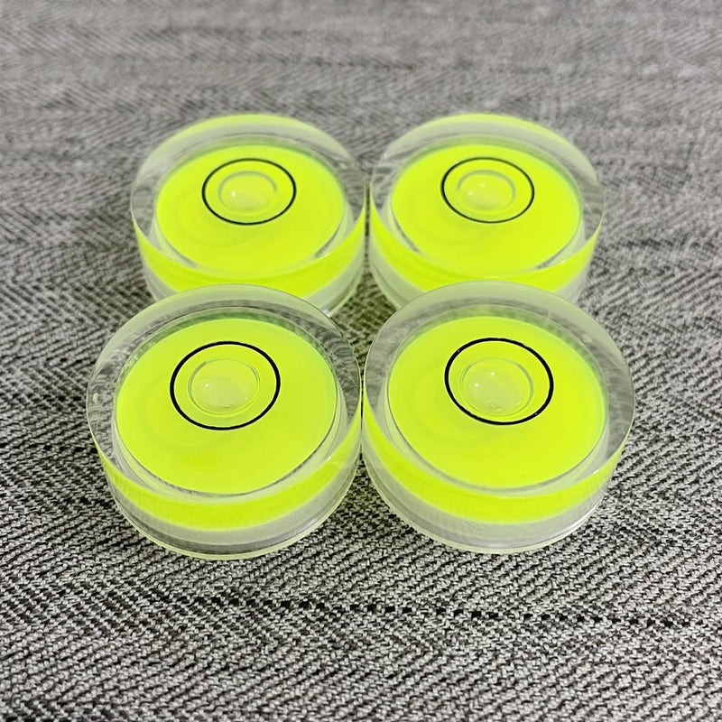 4Pcs Small Circular Bubble Levels with Double Sided Adhesive Bottom Mini Little Stick-on Bubble Spirit Level Measuring Layout Tools Levels (25x10mm) 25x10mm