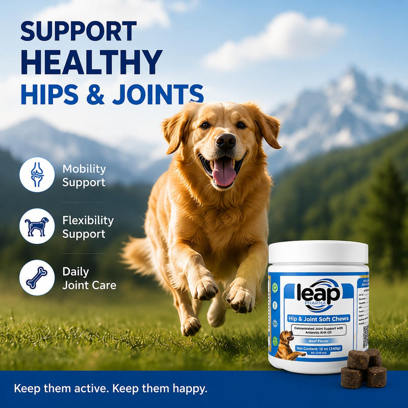 Dogs Suplements Hip & Joint - Krill Oil and Glucosamine Soft Chews, Joint Supplement for Dogs with Krill Oil,Glucosamine, Chondroitin, MSM, Turmeric, Anti Inflammatory, Mobility (Beef 90ct)