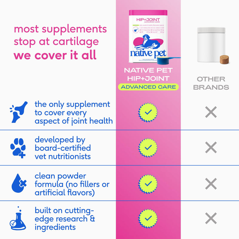 Native Pet Joint Strength & Dental Wellness Pack: Hip & Joint Supplement for Dogs - Supports Joints, Cartilage, Muscles & Anti-Inflammatory - 30 Scoops & 3 Medium Yak Cheese Himalayan Dog Chews