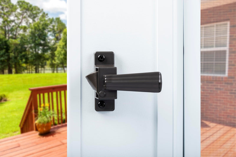 Wright Products Lanai Corrosion Resistant Screen Door Hardware Kit – Pneumatic Closer with Push-Button Latch, No Lock Out, Hold-Open Washer (Transitional, Bronze) Transitional