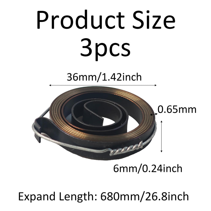 3Pcs 36x6x0.65mm Drill Press Return Spring, Quill Spring Feed Return Coil Spring Assembly for Drill Press Maintenance and Spindle Repairs