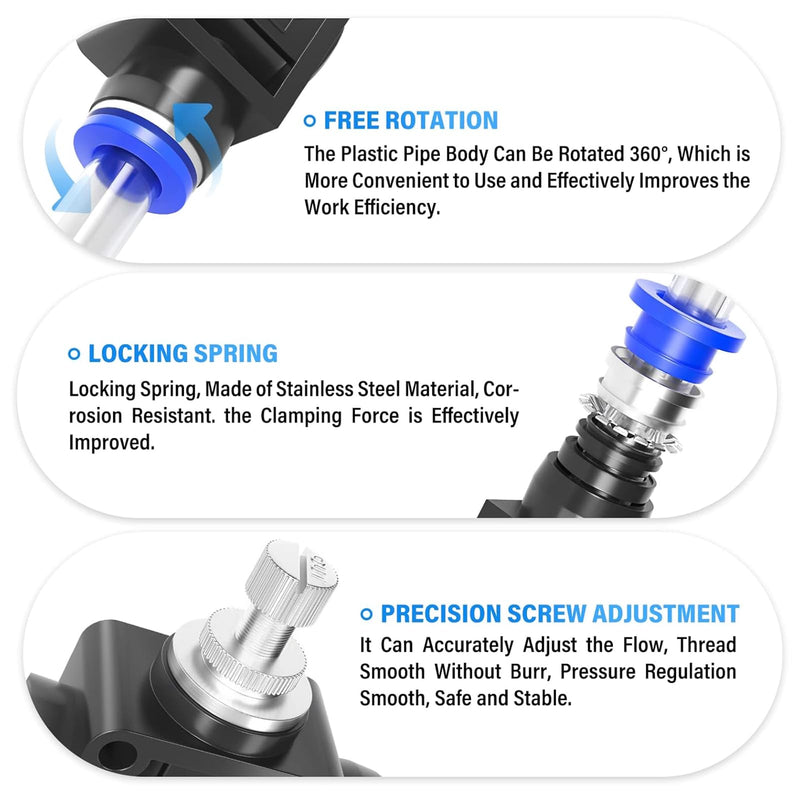 TAILONZ PNEUMATIC Air Flow Control Valve with Push-to-Connect Fitting, in-Line Speed Controller Union Straight - 6MM Tube OD x 6MM Tube OD SCF-6 （Pack of 5） 6mm OD