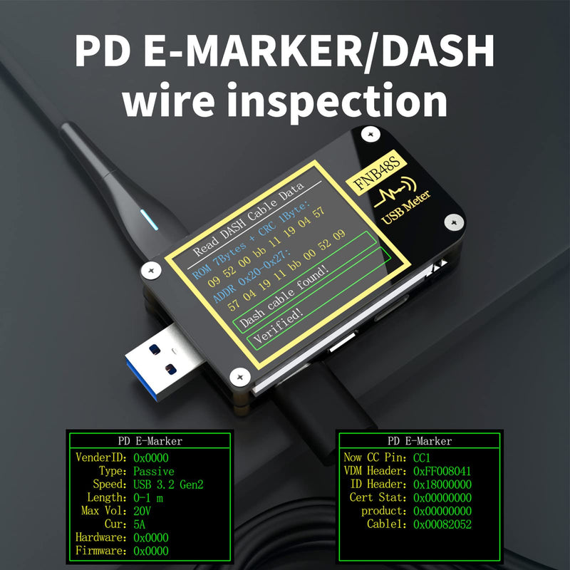 USB Power Meter, USB Tester 4-24V 0-6.5A USB Voltmeter Ammeter with Screen Flip Function Monitoring, High Precision Multifunctional USB Multimeter Voltage and Current Tester(FNB48)
