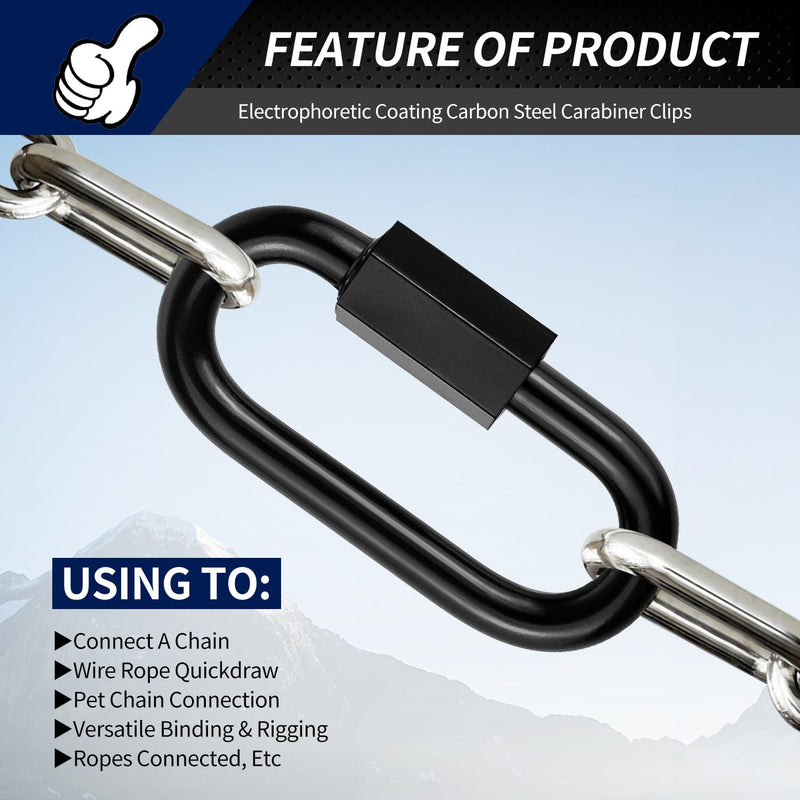 1.46" Chain Quick Links, 10 Pcs 1/8" Marine Grade Screw Chain Links, Large Opening Chain Connector Chain Coupler, 175 Lbs Capacity 1.46 Inch, 10 Pack