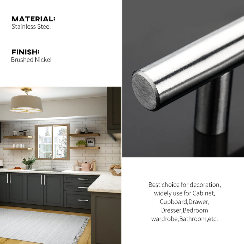 homdiy 15 Pack Brushed Nickel Cabinet Pulls 3 Inch Handles Stainless Steel Cabinet Hardware for Kitchen and Bathroom Cabinets, 5 Inch Overall Drawer Pull 3in hole centers - NewNest Australia