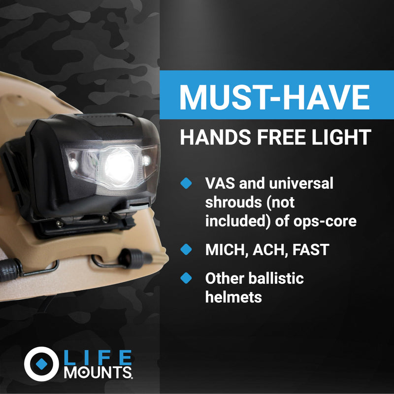 Life Mounts LED Tactical Helmet NVG Shroud Mounted Light Gray