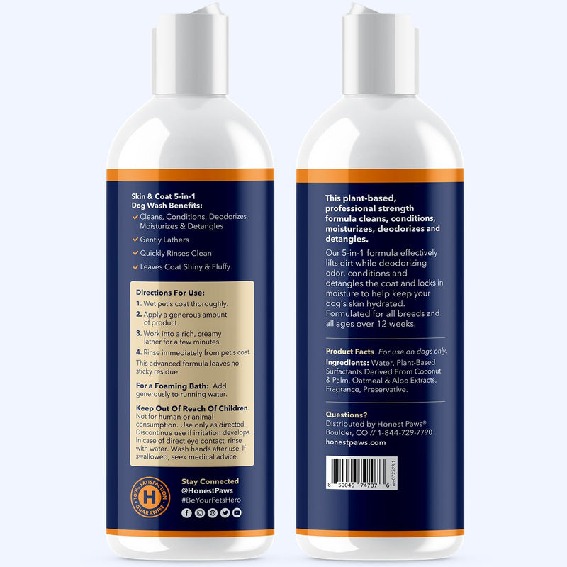 Honest Paws Dog Shampoo Conditioner - Grooming Bundle with Dry Shampoo - Cleanse, Moisturize, Deodorize, Condition, Detangle - Coconut & Mango - PawsPlanet Australia