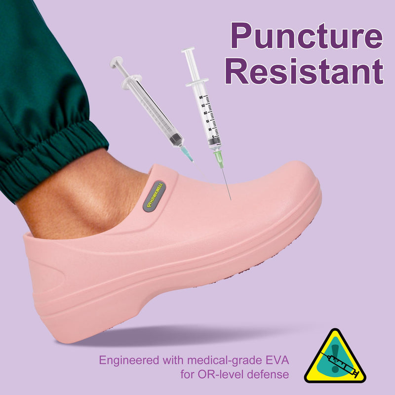 Hawkwell Professional Nursing Shoes for Women - Slip Resistant Surgical Clogs, Lightweight Waterproof Medical Work Shoes - Comfortable Shoes for Healthcare, Food Service, Garden 9 Pink
