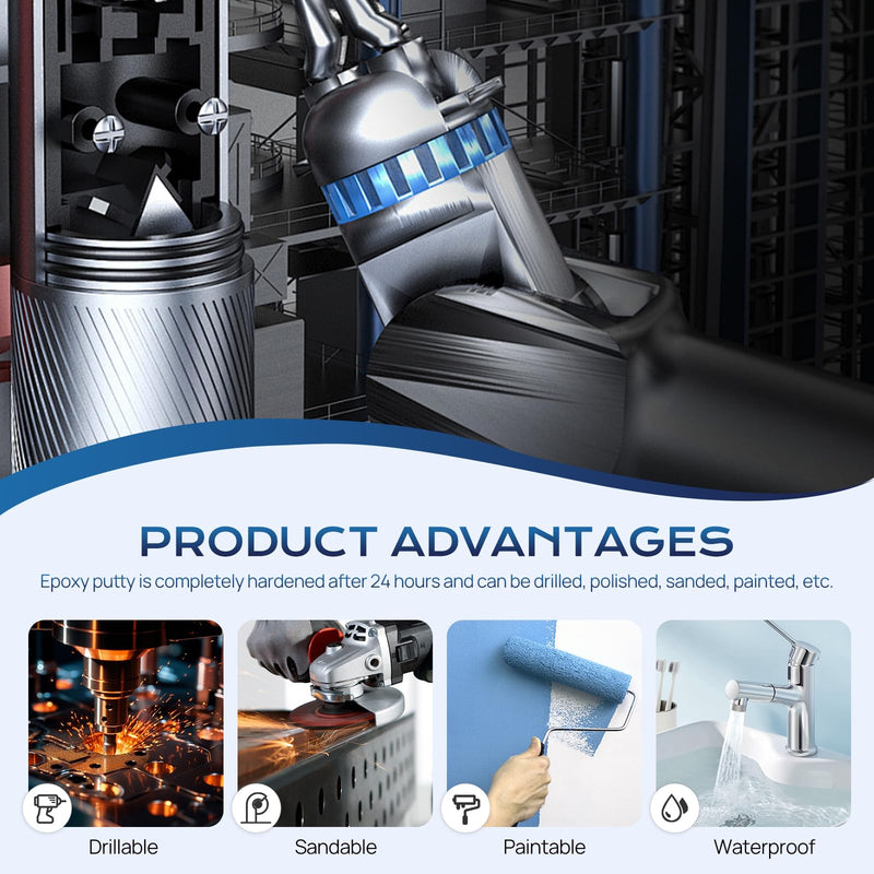 Epoxy Putty, 200g Fast Repair Metal AB Epoxy Putty, 2 Part Epoxy Pool Putty, High Strength Epoxy Filler Putty, Sculpt Clay for Repairing, Bonding, Sculpting, for Metal, Wood, Tile, Ceramics (White) White