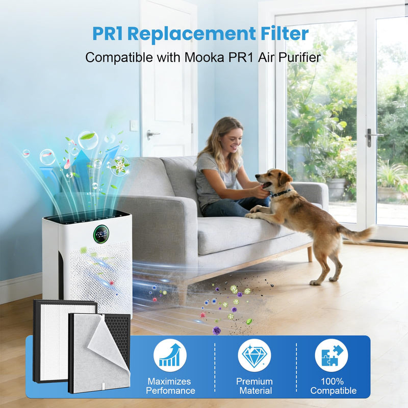2 Pack PR1 Replacement Filter Compatible with Mooka PR1 Air Purifier