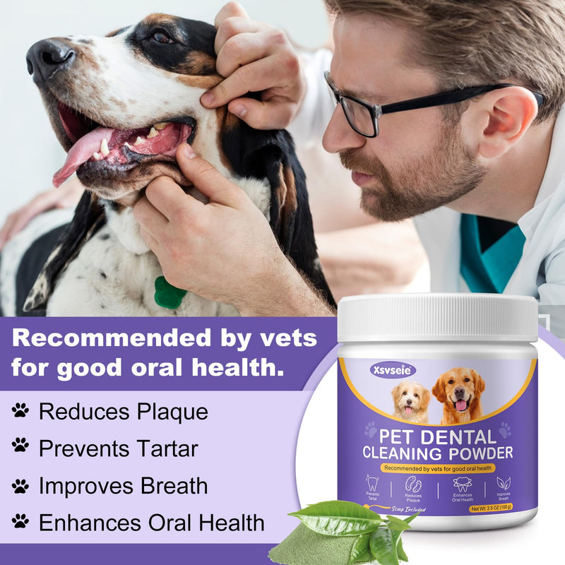 Dog Dental Powder,Dog Teeth Cleaning Powder,Plaque Off Powder Dog,Remove Food Residue and Tartar,Eliminate Oral Odor,Dog Breath Freshener-100G