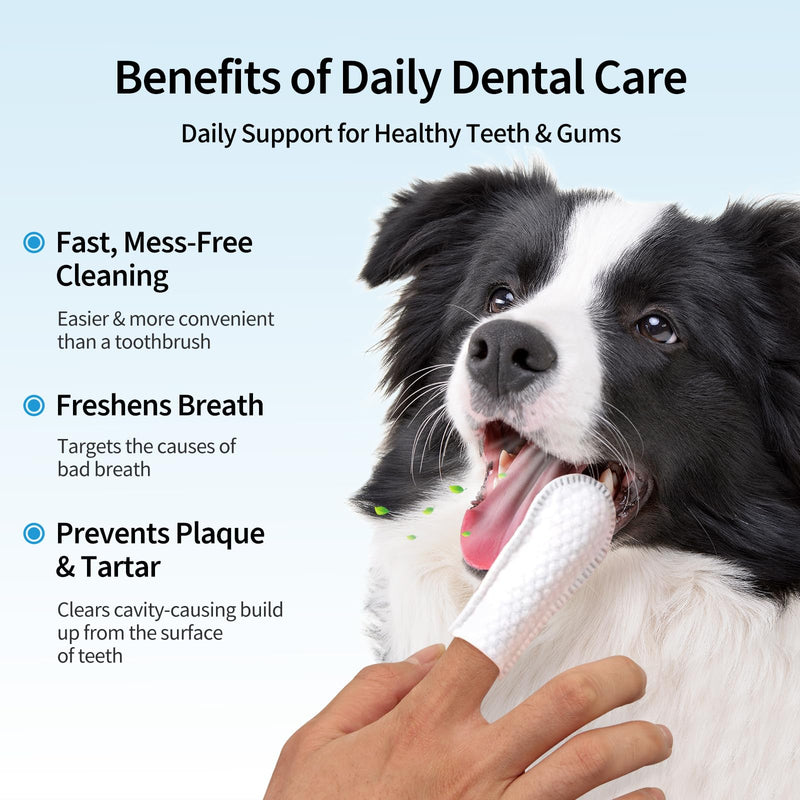 Dog Teeth Cleaning Finger Wipes - Pet Dental Care Wipes for Dogs & Cats - Freshens Breath - Remove Plaque and Tartar - Disposable Gentle Cleaning & Gum Care Dog Finger Toothbrush - 50 Count - PawsPlanet Australia