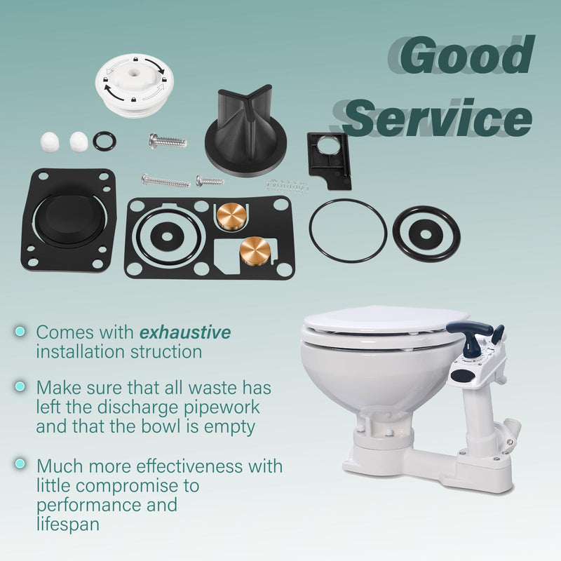29045-3000 Twist N Lock Marine Manual Toilet Service Kits Fit for Jabsco 29090-3 & 29120-3 Series Toilet, 2008 and Up