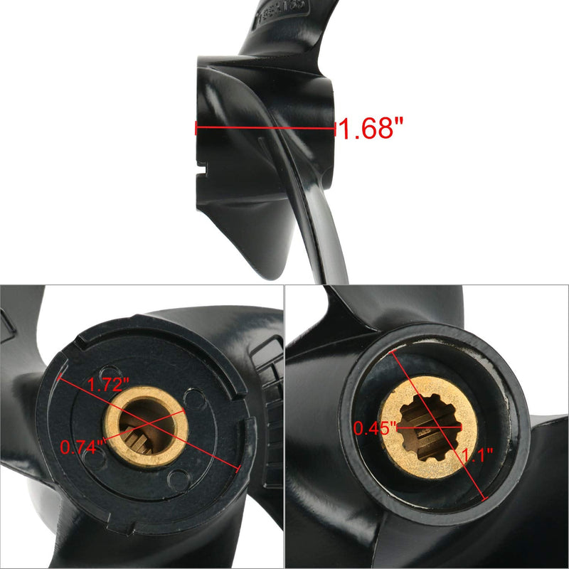 Amarine Made A520 Boat Engine Aluminum Alloy Propeller 7 1/2x6 Fits for Suzuki 2.5hp DF2.5 Outboard Motors